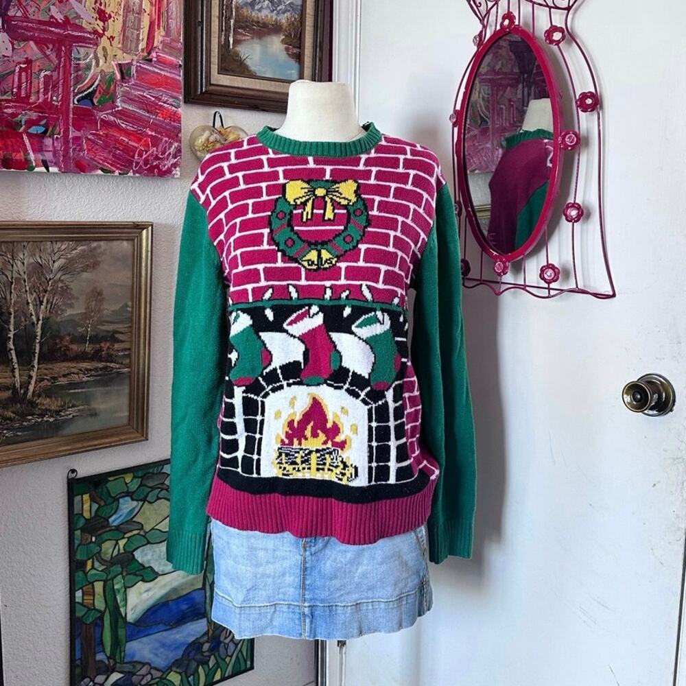 ugly christmas sweater brand red green knit sweater top